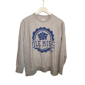 Ole Miss Rebels University Crewneck Sweatshirt LG Co Size Small Gray Cotton